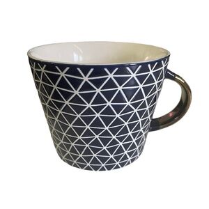 Blue and white Triangle Coffee Mug with Gold Handle